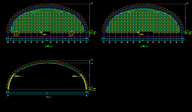 黑龙江跨度110米，拱高35_7米煤棚网架